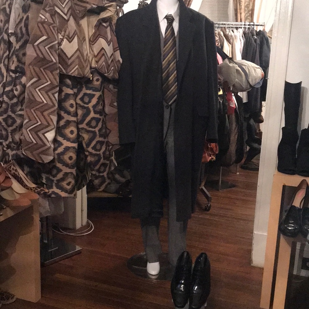 Preloved Men Bulgaria full length pinstripe wool coat size 50l